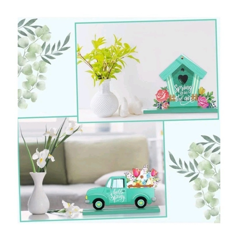 4 Pcs Hello Spring Table Decorations Spring Easter Table Fresh Style - Picture 6 of 7